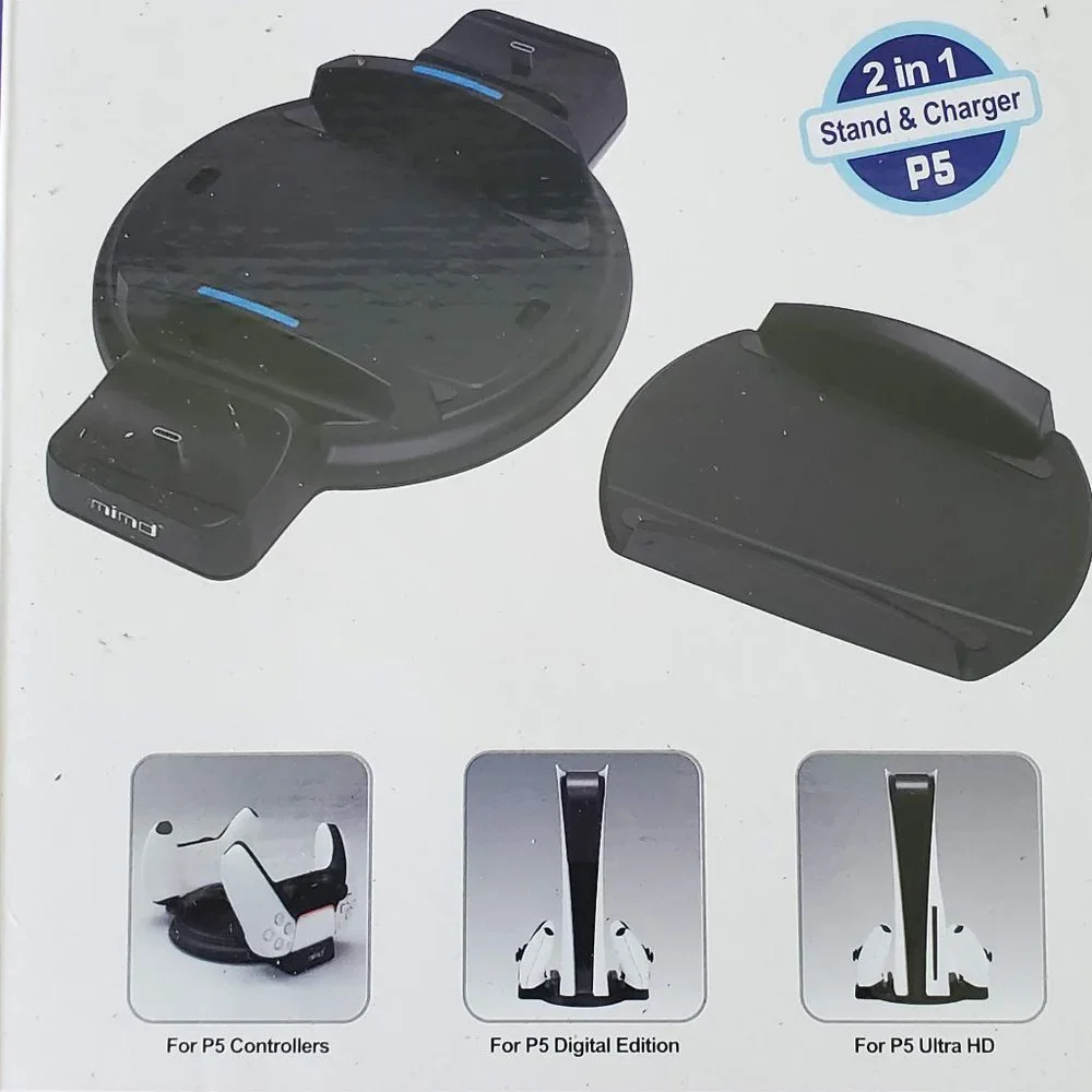 Dual Controller Charging Dock and Console Stand for PS5